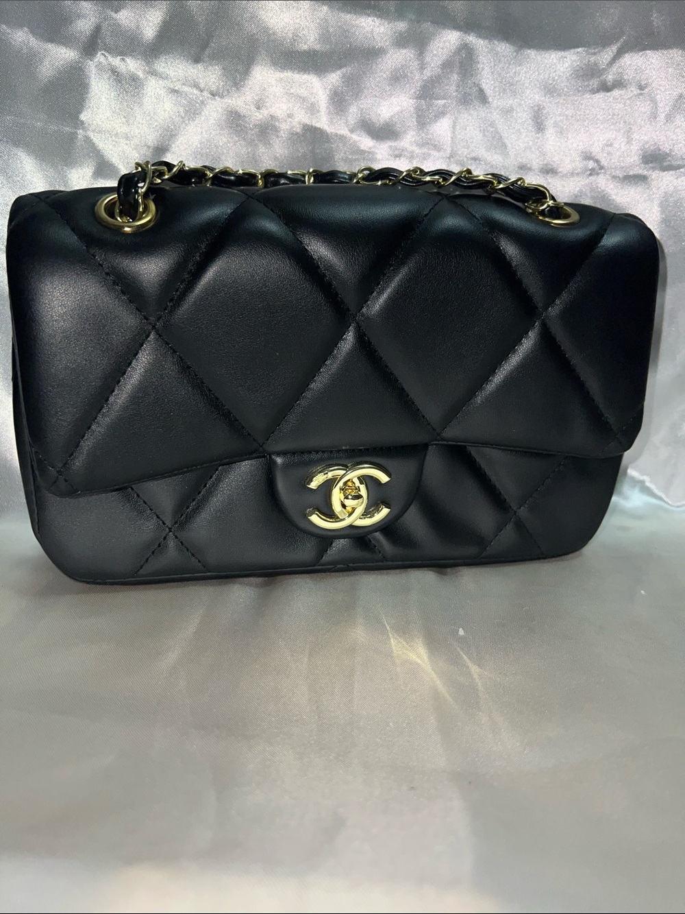 Black Quilted Lambskin Shoulder Bag with Gold CC Turnlock